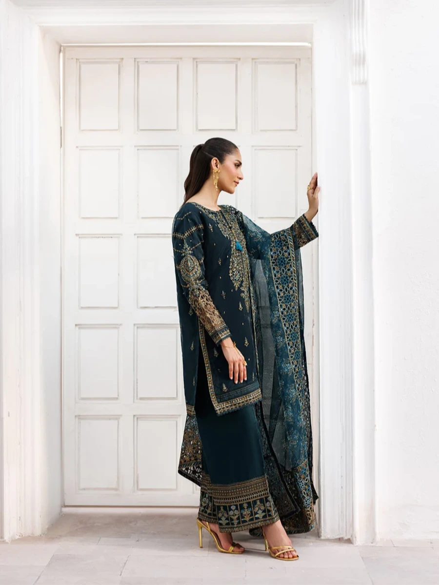 EMBROIDERED LUXURIOUS ORGANZA PARTY WEAR SUIT 3 PC