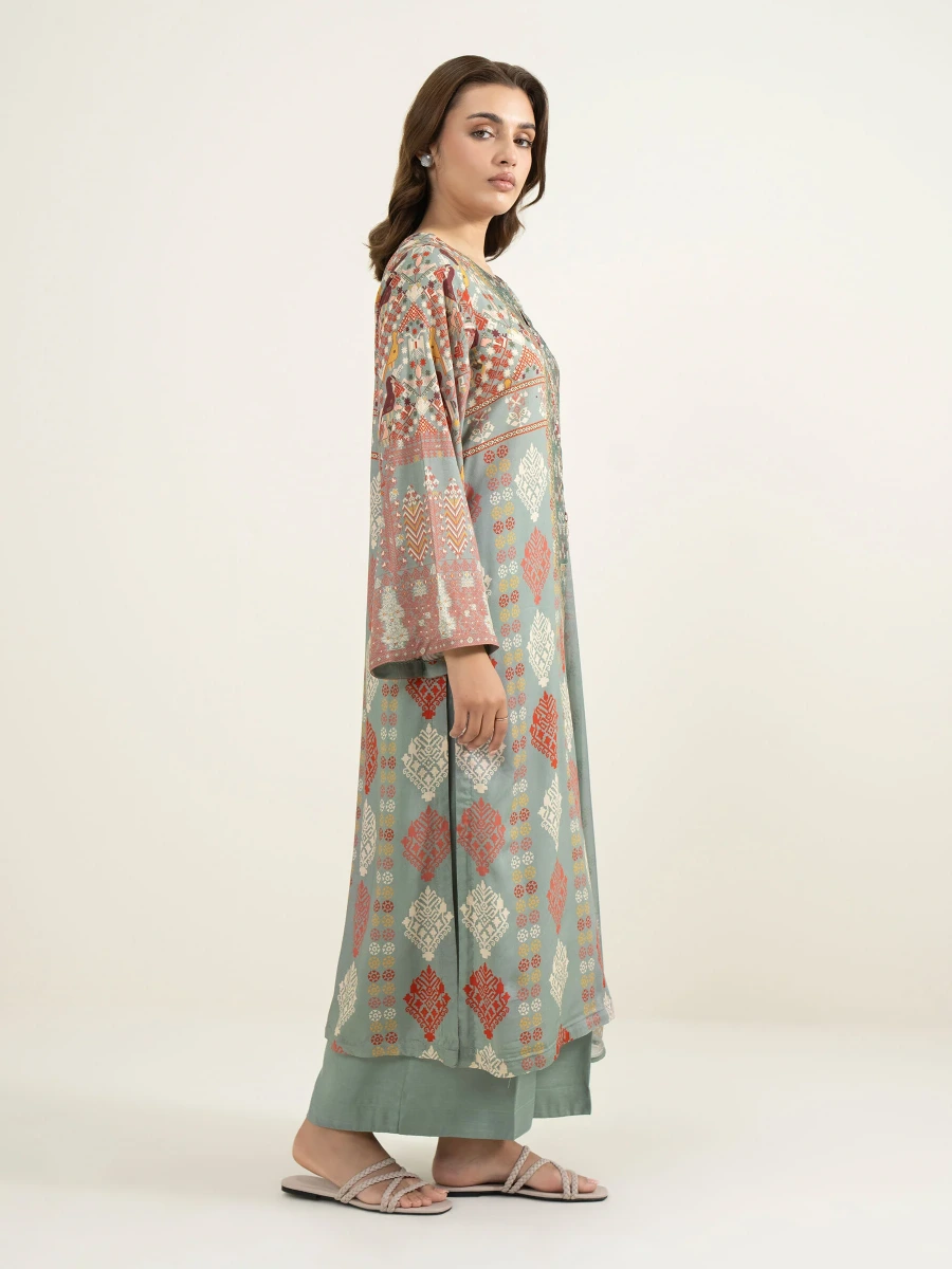 PRINTED RAW SILK SUIT 3 PC